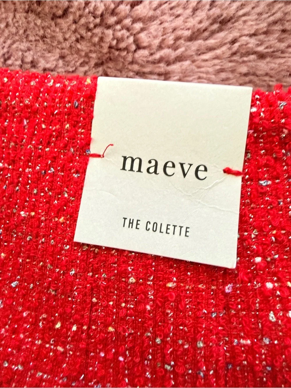 Women Red Knit Two-Piece Set - Strapless top and cropped pants Brand: maeve